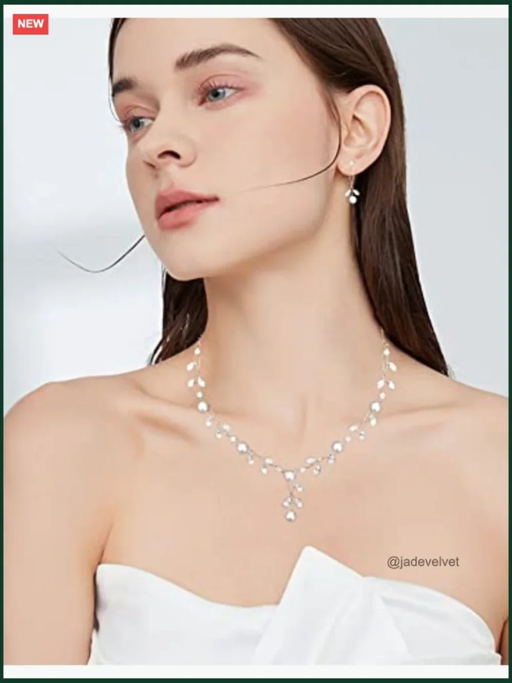 Austrian Crystal Pearl Floral Necklace & Earring Set